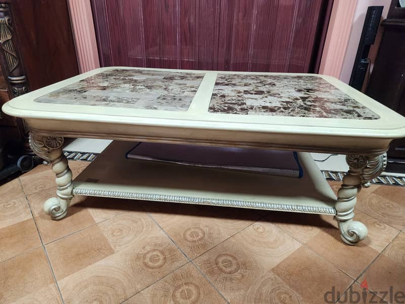 Italian style carved Accent Tables with brown marble in center 2