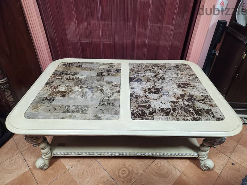 Italian style carved Accent Tables with brown marble in center 3