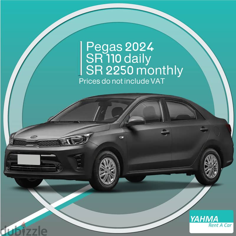 Kia Pegas 2024 for rent - Free delivery for monthly rental 0