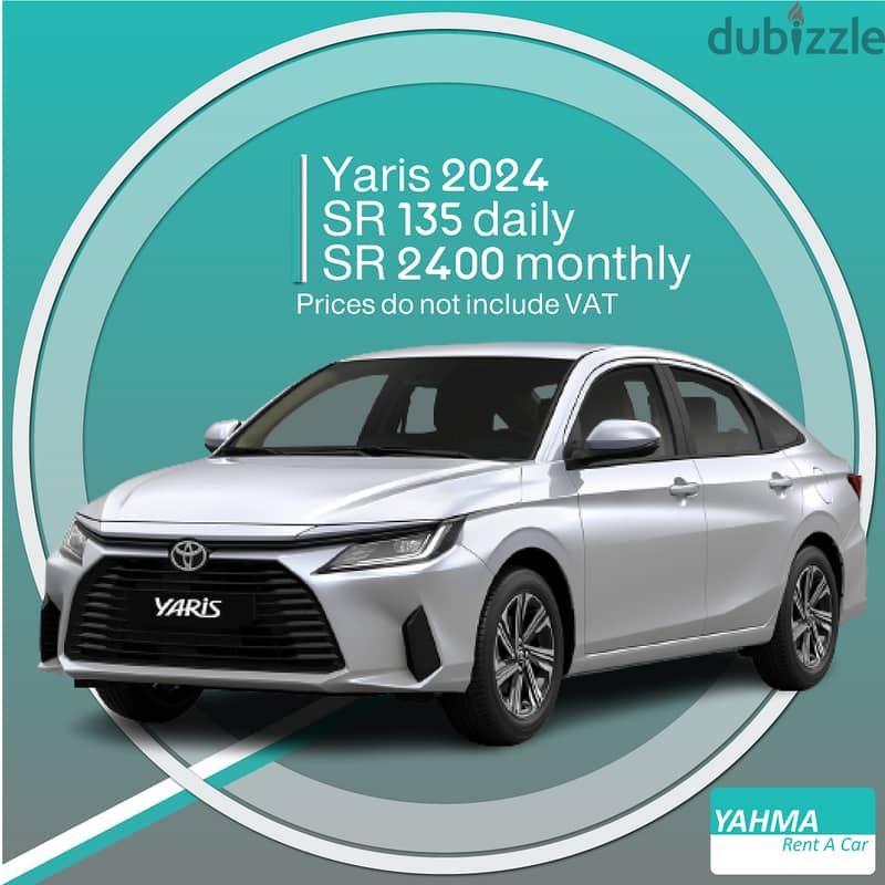 Toyota Yaris 2024 for rent - Free delivery for monthly rent 0