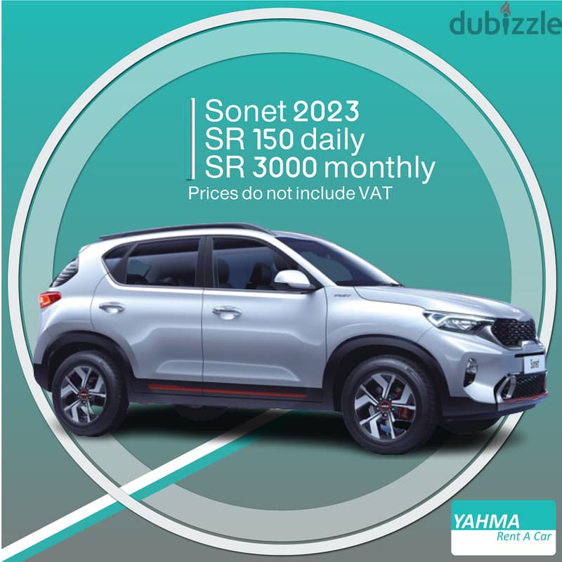 Kia Sonet 2023 for rent - Free delivery for monthly rental 0