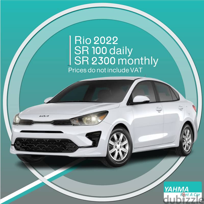 Kia Rio 2022 for rent - Free delivery for monthly rent 0