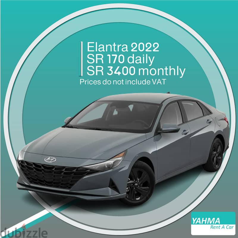 Hyundai Elantra 2022 for rent - Free Delivery monthly rent 0