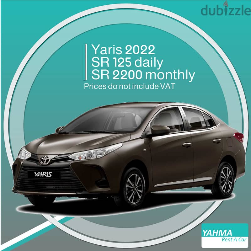 Toyota Yaris 2022 for rent - Free delivery monthly rental 0