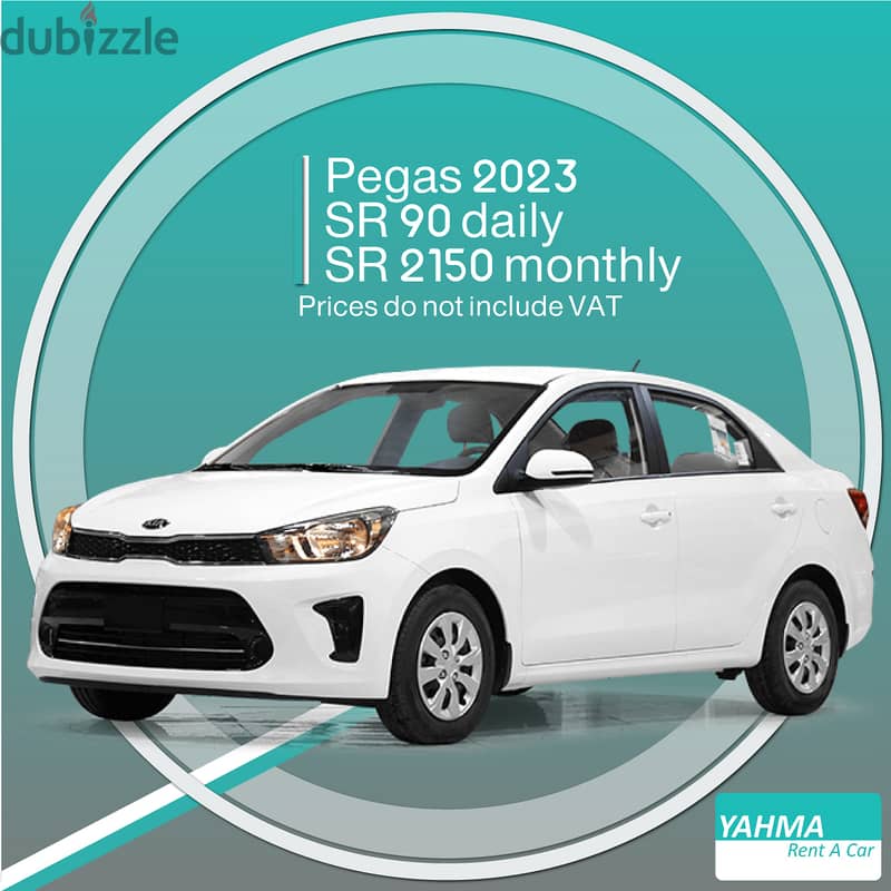 Kia Pegas 2023 for rent Dammam - Free delivery for monthly rental 0