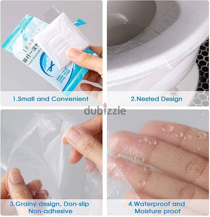 Monico 50 PCS Travel Disposable Toilet Seat Cover Antibacterial Water 6