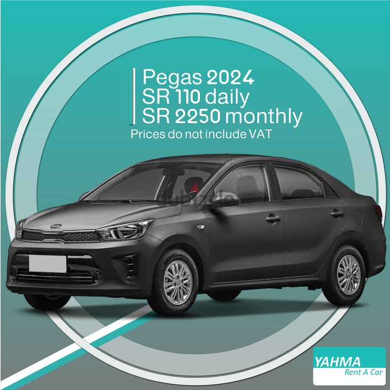 Kia Pegas 2024 for rent in Dammam - Free delivery for monthly rental 0