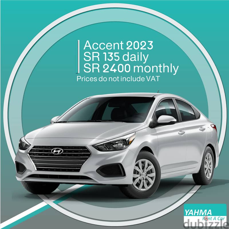 Hyundai Accent 2023 for rent in Dammam - Free delivery monthly rent 0