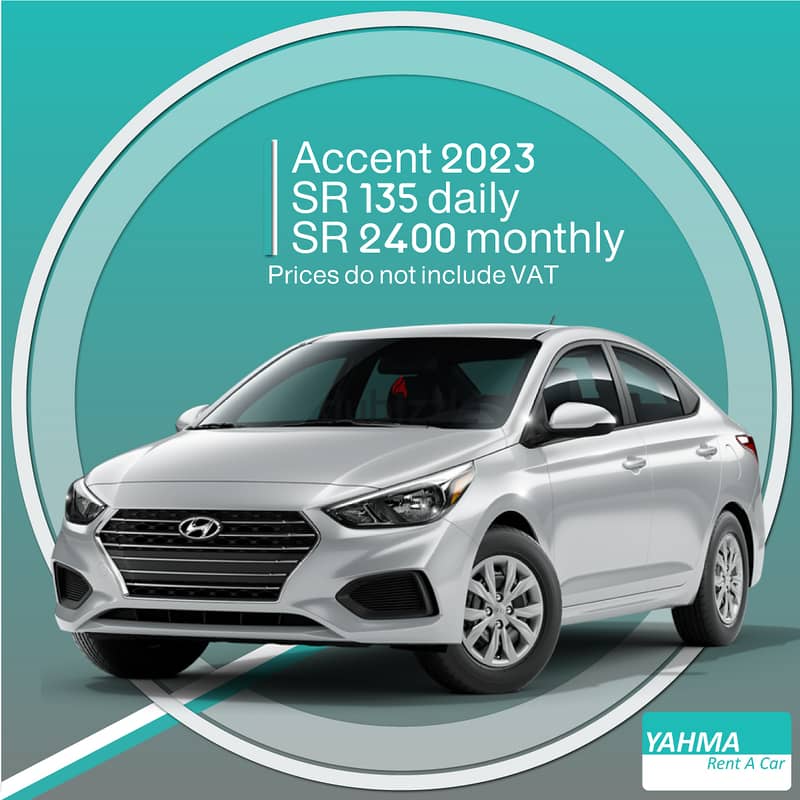 Hyundai Accent 2023 for rent in Khobar - Free delivery monthly rent 0