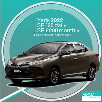 Toyota Yaris 2022 for rent in Khobar - Free delivery monthly rental