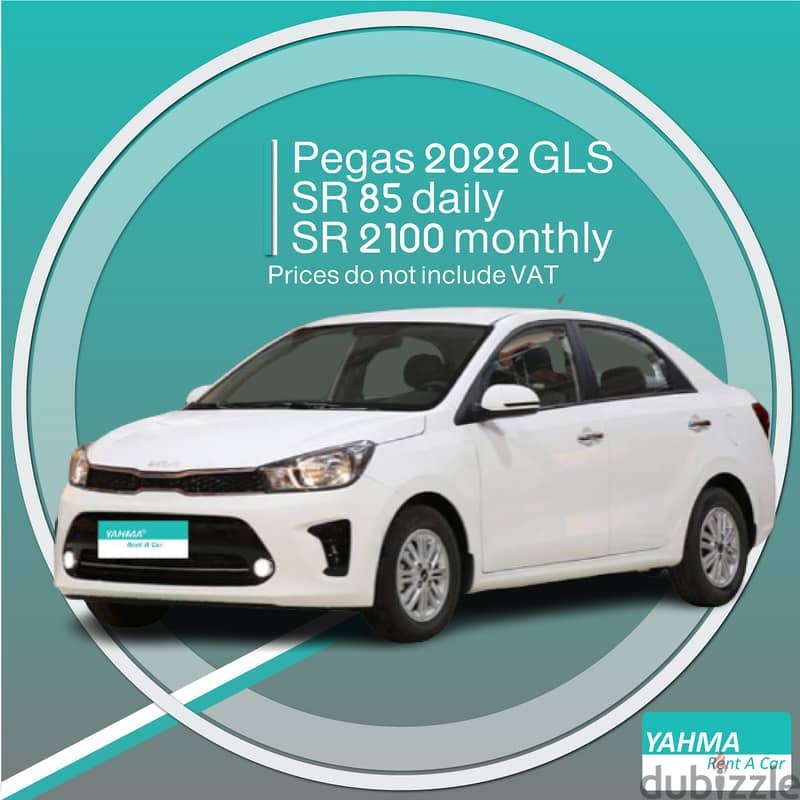 Kia Pegas 2022 GLS for rent in Khobar - Free delivery monthly rental 0