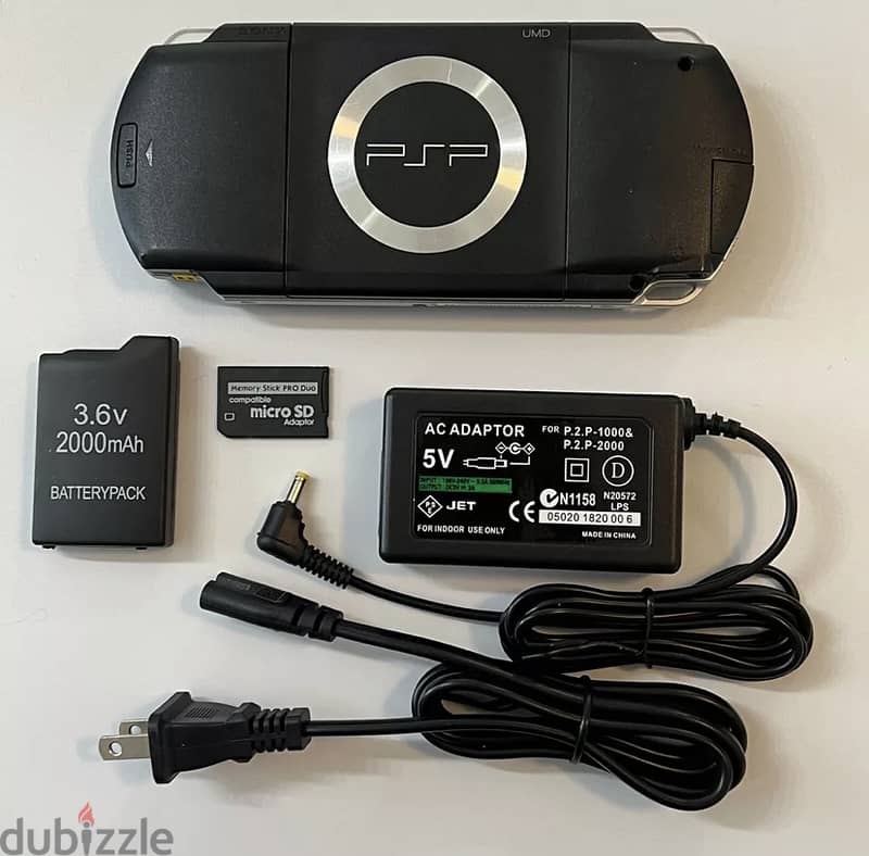 BLACK Sony PSP 1000 System with Charger & 64gb Memory Card Bundle 1