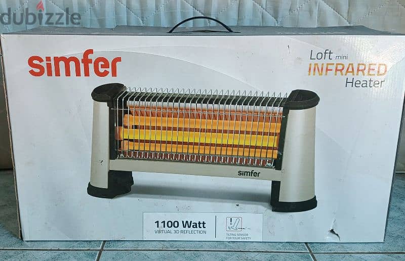 Simfer 1100W Mini Infrared Heater with 3D Virtual Flame Reflection - 1