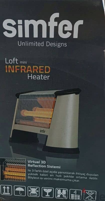 Simfer 1100W Mini Infrared Heater with 3D Virtual Flame Reflection - 3