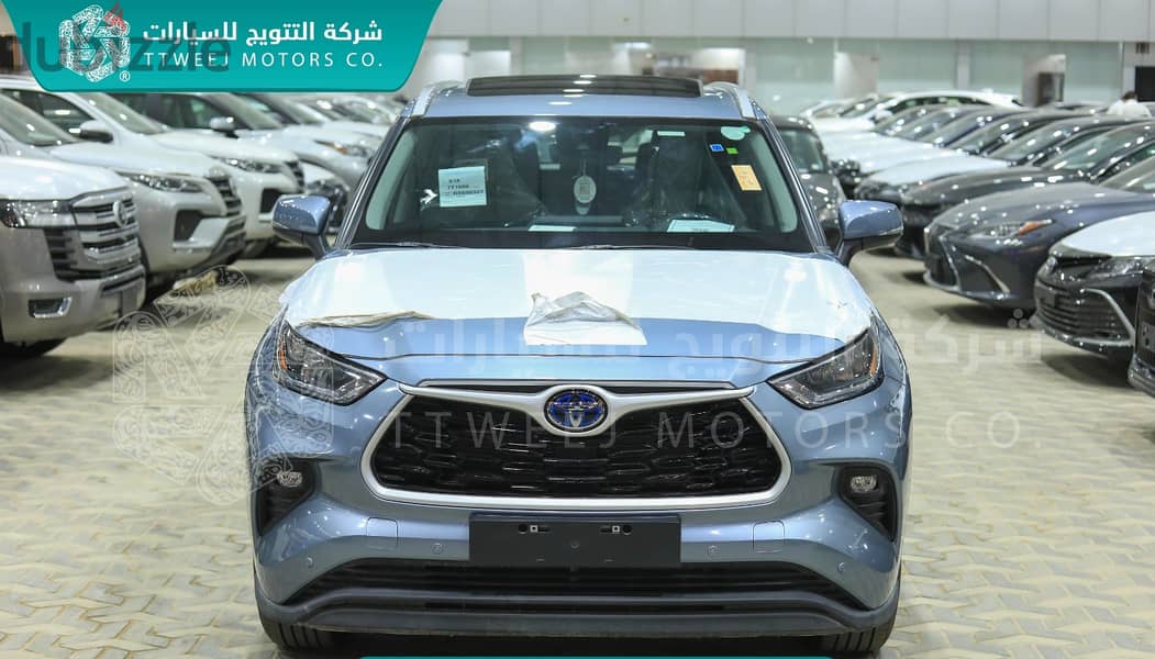 تويوتا هايلاندر جي إل إي 4x4 2024 أزرق فاتح هايبرد/هجين[ داخلية رمادي] 0