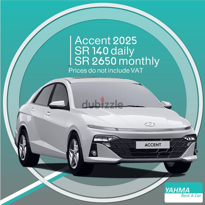 Hyundai Accent 2025 for rent - Free Delivery for monthly rental 0