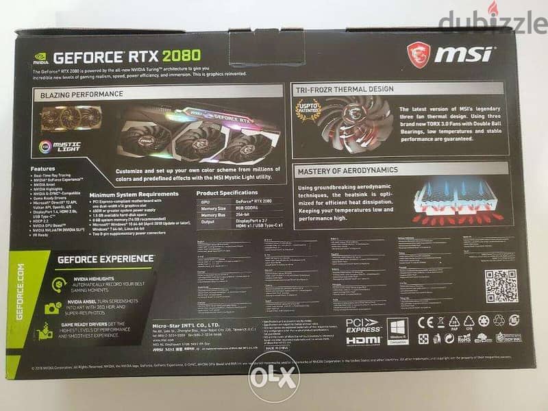 BRAND NEW MSI NVIDIA GeForce RTX 2080 GAMING X TRIO 8GB 2