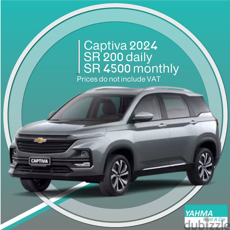 Chevrolet Captiva 2024 for rent Al Qatif Free delivery monthly rent 0