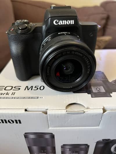 Canon E O S M 50 Mark II Mirrorless 15-45mm and 55-200mm Lenses