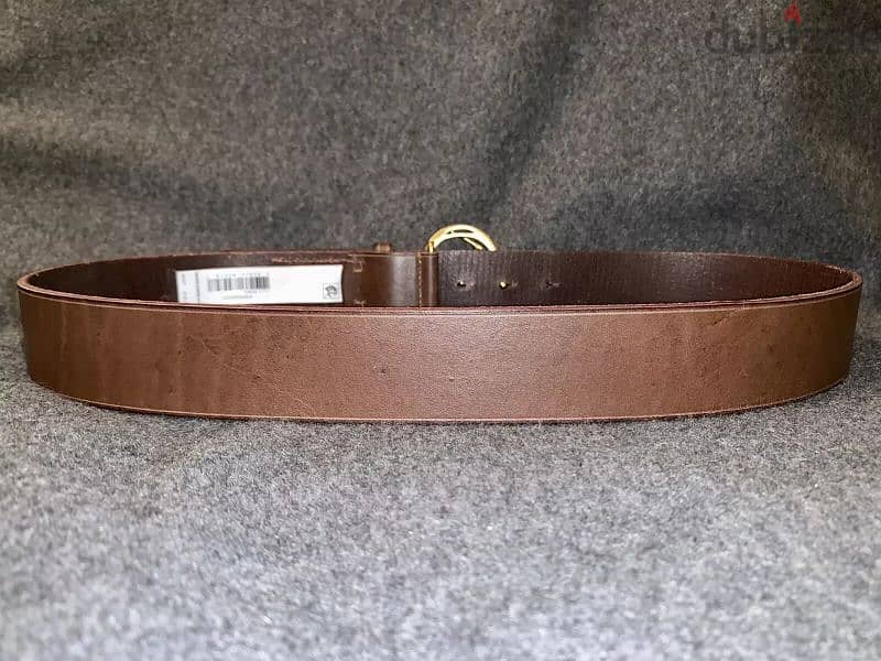 POLO RALPH LAUREN Men's Brass Equestrian Buckle Leather Belt, BROWN, 2