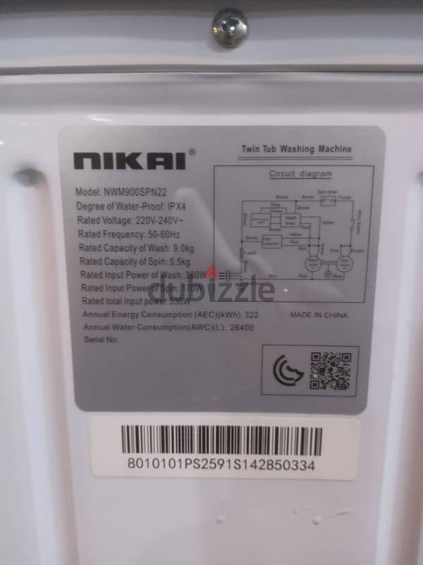 For Sale: NIKAI Twin Tub Washing Machine - 9kg (Like New) 4