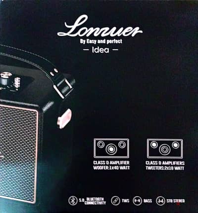 LONZUER  Portable Speaker Bluetooth,Retro Bluetooth speaker