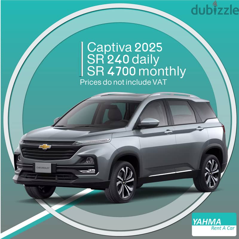 Chevrolet Captiva 2025 for rent in Dammam at SR4700 with free delivery 0