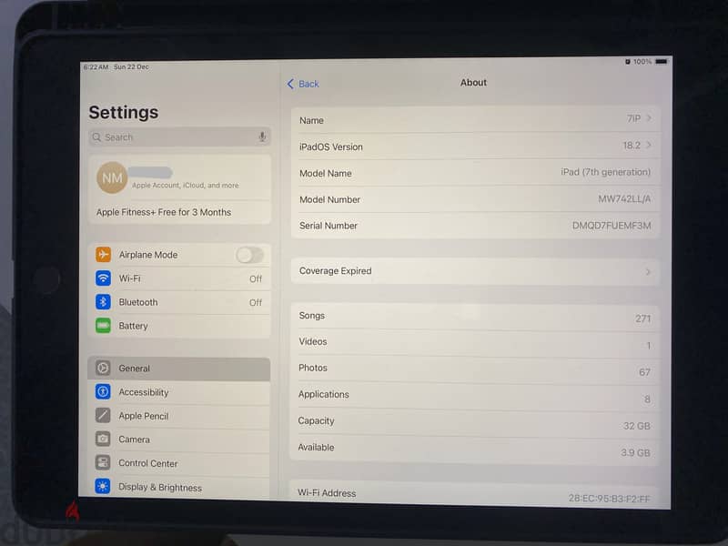 Ipad 7 32gb WiFi for Sale or exchange with Samsung tablet 6