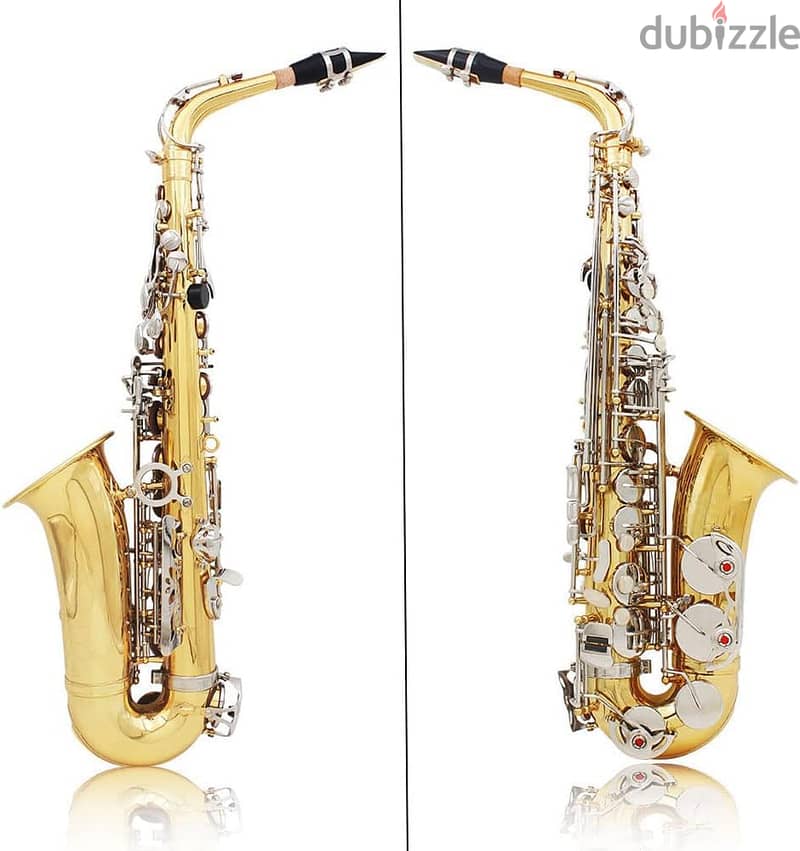 Fawoonu Alto Saxophone Sax Glossy Brass Engraved Eb E-Flat Natural Wh 1