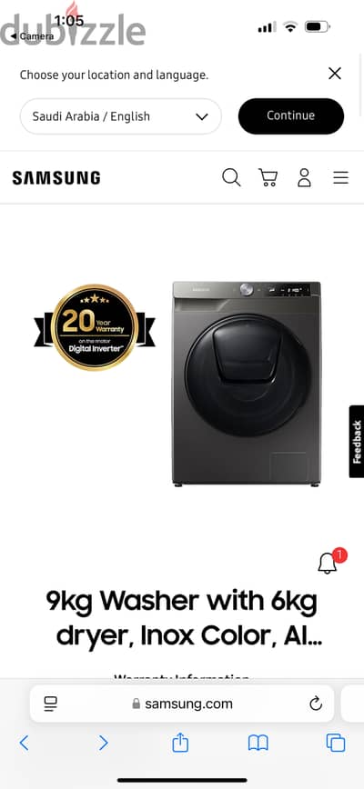 Samsung 9KG Washer/Dryer