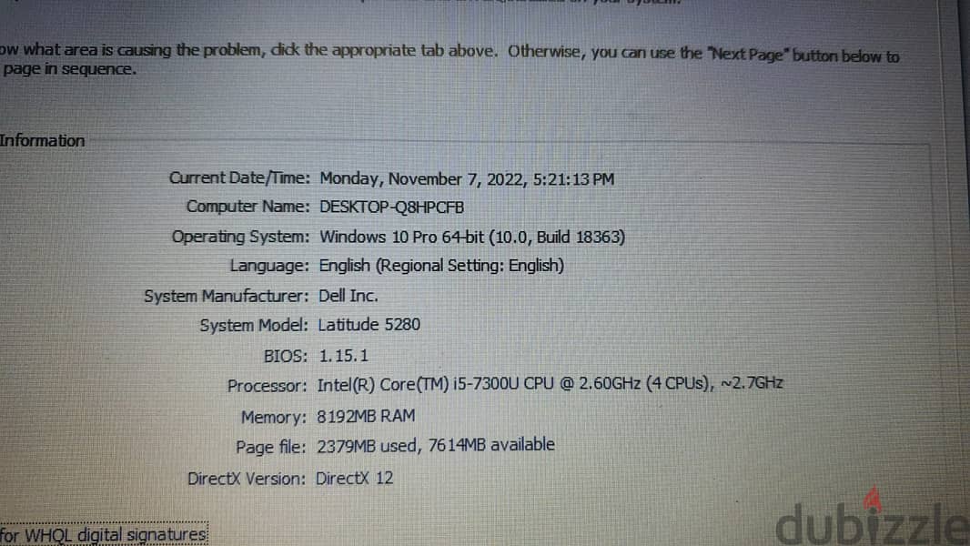 Dell Latitude e5280,i5 7th Generation,Ram:8GB+Hard Disk:256 Gb SSD 5