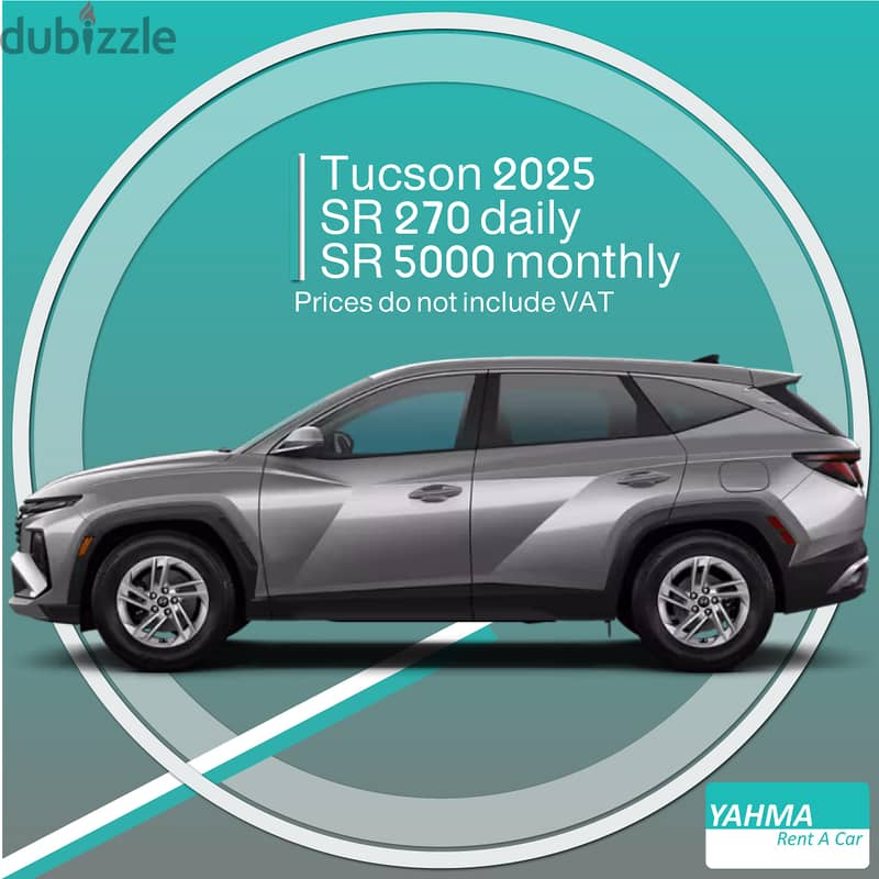 Hyundai Tucson 2025 for rent - Free delivery for monthly rental 0