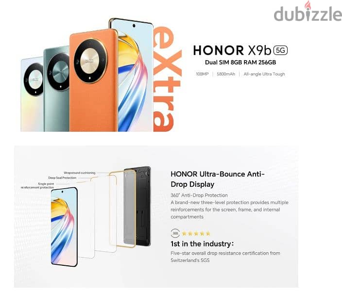 Honor x9b Dual Sim Sunrise Orange 8GB Ram 256GB 5G 850 Riyal Only ! 9