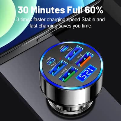 XJDR Multi Port 2PD 4USB Car Charger Fast Charging PD QC3.0 USB C