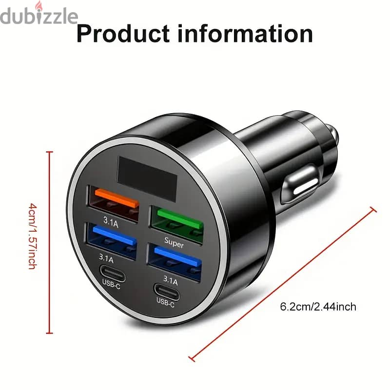 XJDR Multi Port 2PD 4USB Car Charger Fast Charging PD QC3.0 USB C 4