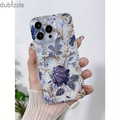 1Pcs Elegant Floral Pattern TPU Phone Case with Full Lens Protection