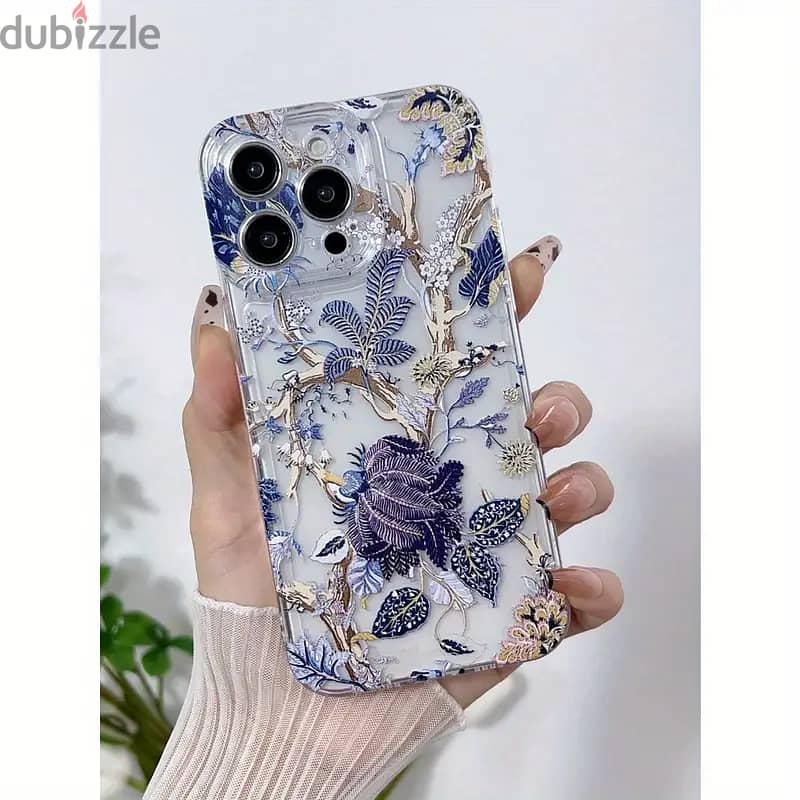 1Pcs Elegant Floral Pattern TPU Phone Case with Full Lens Protection 0