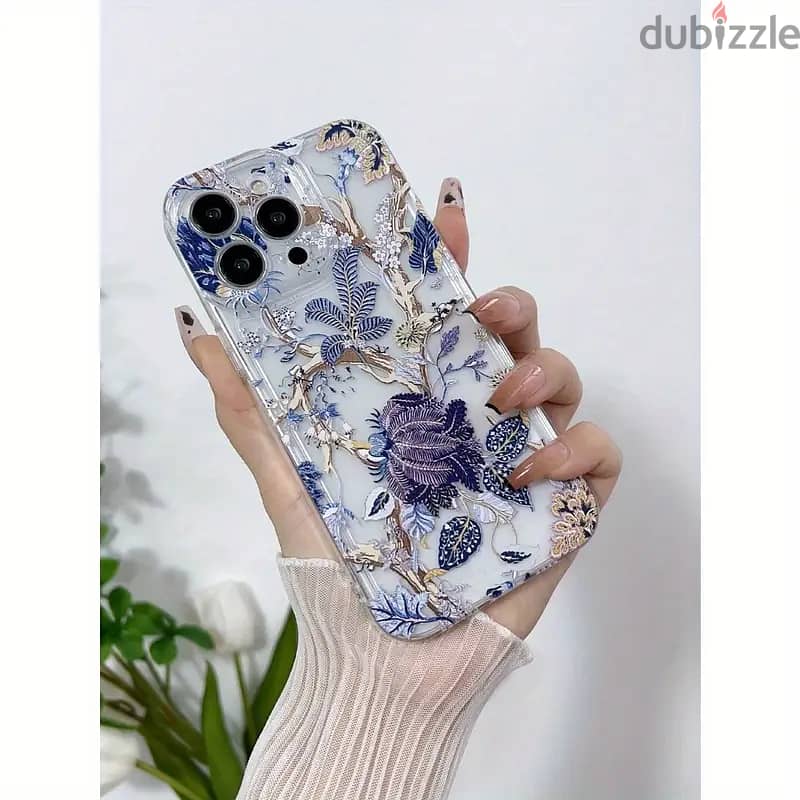 1Pcs Elegant Floral Pattern TPU Phone Case with Full Lens Protection 1