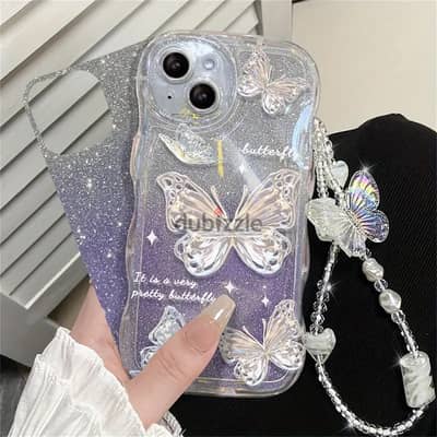 Luxury Romantic Wave Glitter Butterfly Soft Phone Case for iPhone