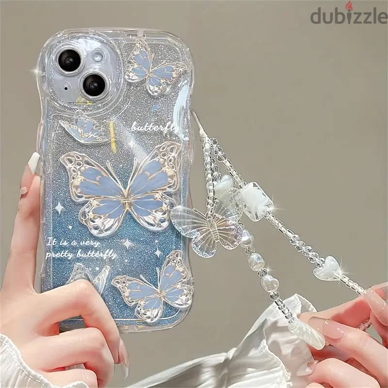 Luxury Romantic Wave Glitter Butterfly Soft Phone Case for iPhone 2