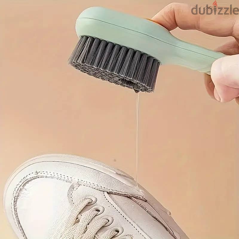 1pc Multi-Functional Liquid Dispenser Shoe Brush with Soft Bristles, 3