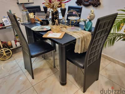 Stylish IKEA Dinig Table with 4 Leather Chairs  2 Ikea Lamps- Big CAGE