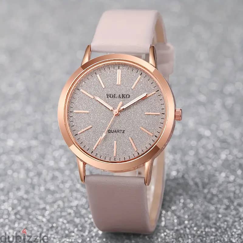 Women's Casual Quartz Watch with Frosted Scale Dial + Jewelry Set 6pcs 3