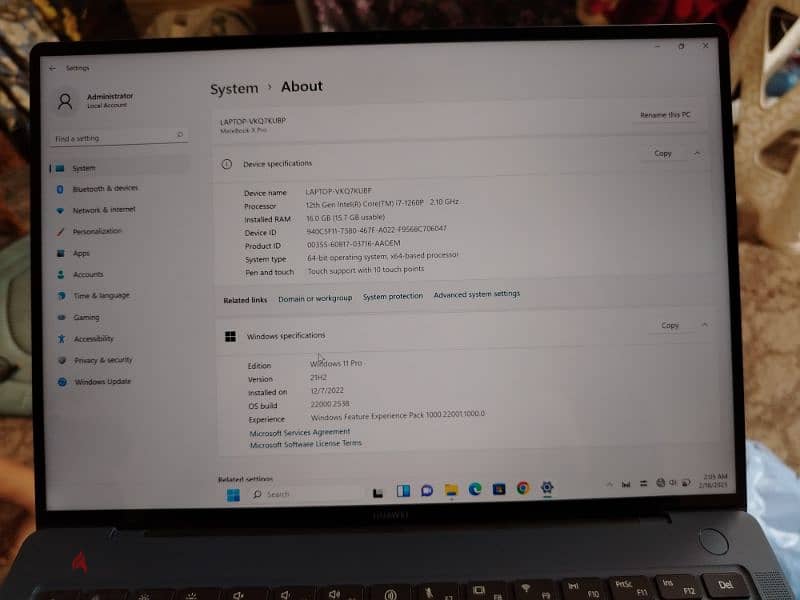 لابتوب هواوي ميت بوك اكس برو 2022 استخدام بسيط 0