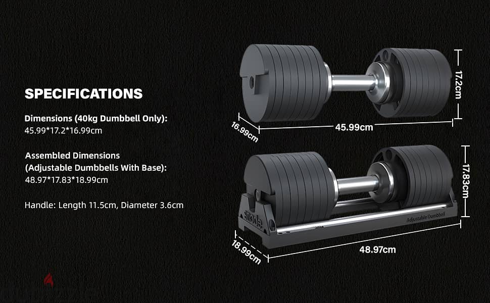 SNODE - 40 kg Adjustable dumbbells (set of 2) 4