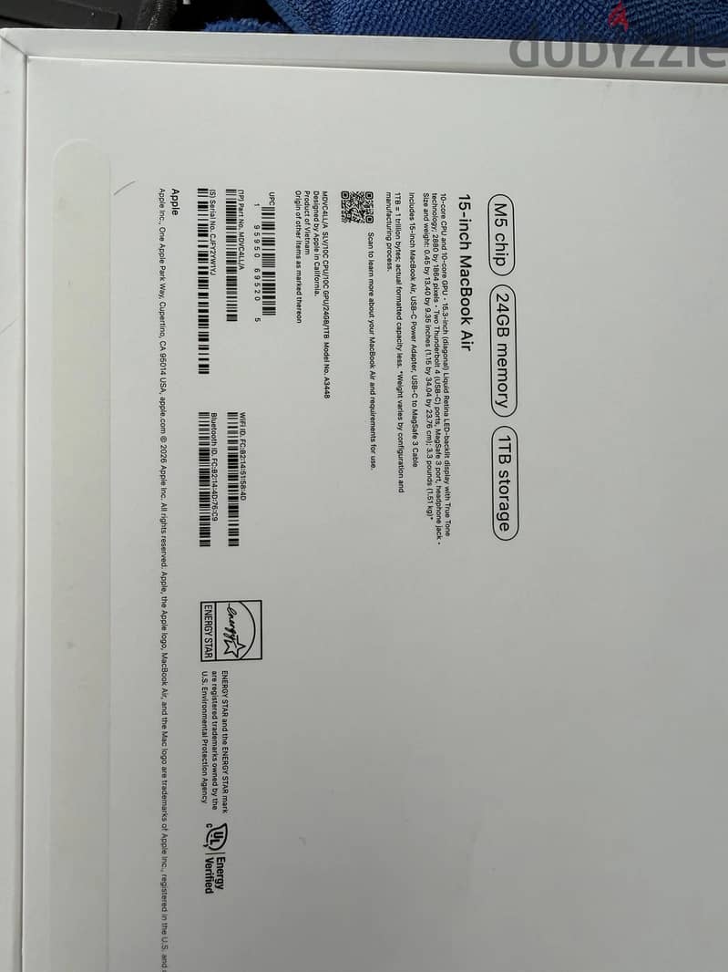 Apple Macbook Air 15 inch M5 1