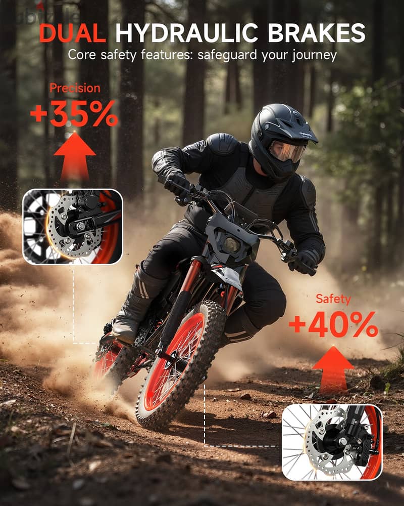 Electric Dirt Bike 4500W Peak Electric Motorcycle 60V 28.8AH 50MPH 17" 1