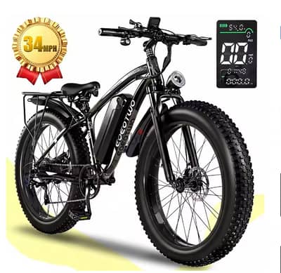 EOEOTWO 26" Fat Tire Electric Bike for Adults, 1000W Motor 1500W Peak