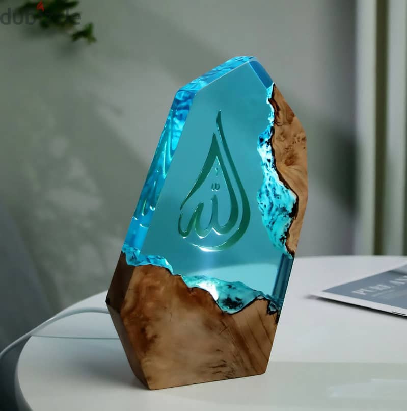 Allah LED Lamp Islamic Calligraphy Epoxy Resin Muslim Home Decor Art 3