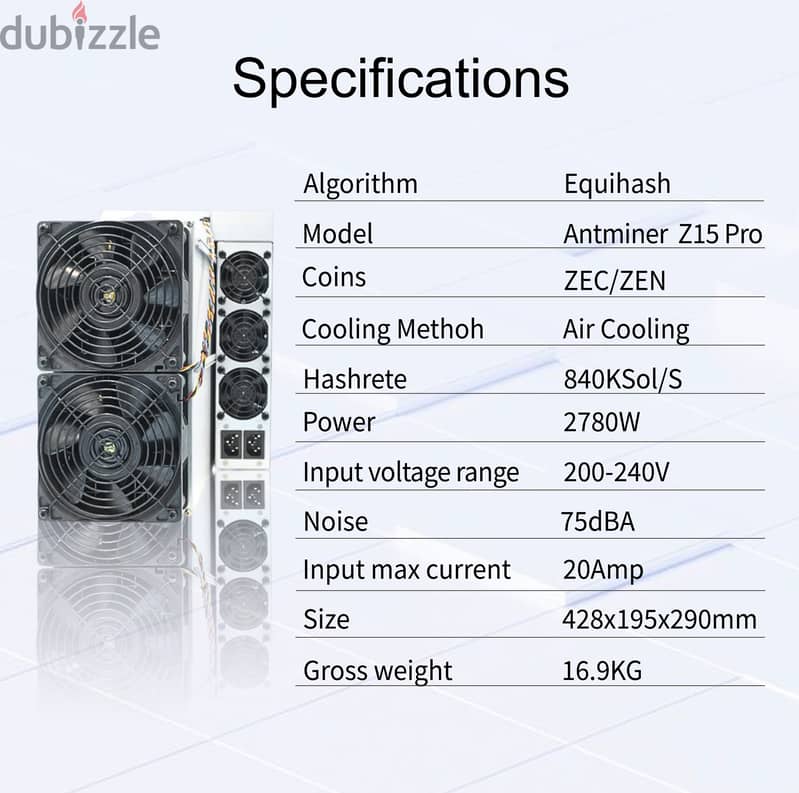 ZEC Miner Bitmain Antminer Z15 Pro 840Kh/S 840K Z15 420k Equihash Algo 1